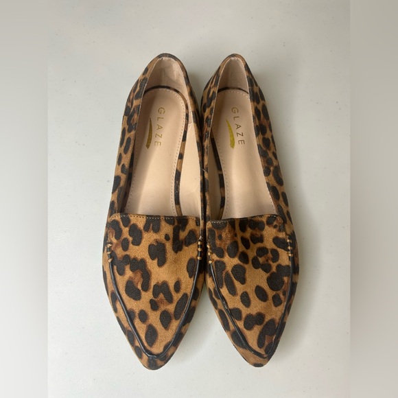 Glaze Faux Suede Leopard Print Loafers Size 8 - Picture 2 of 4
